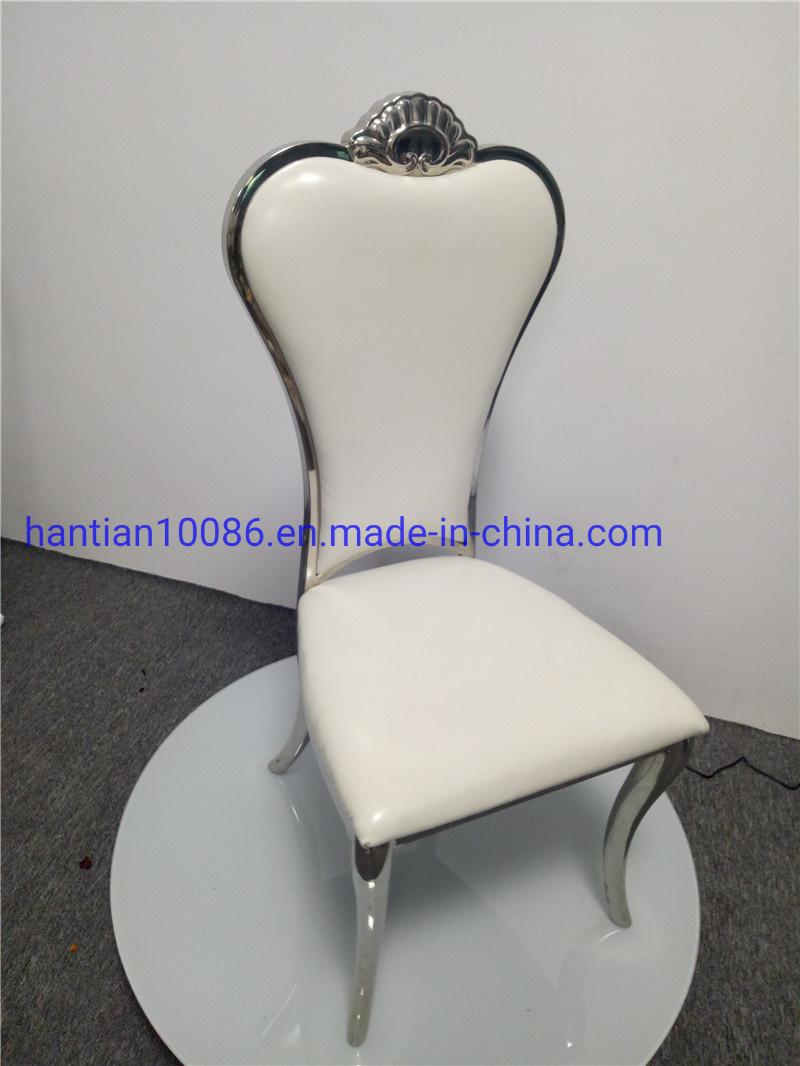 High Back White and Silver Royal Wedding Banquet Dining Chairs for Garden