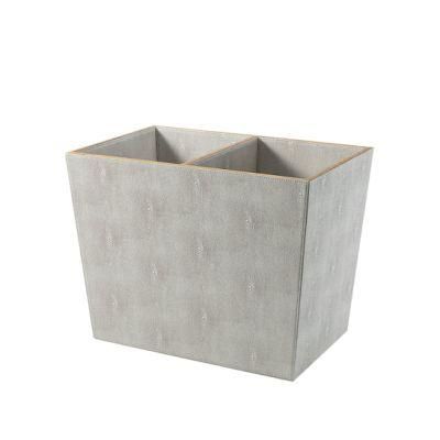 Square Double Layer PU Leather Wastebasket