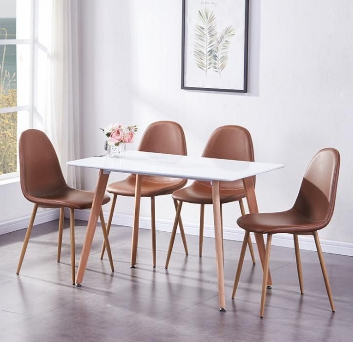 Free Sample Luxury Dining Room Furniture Modern PU Velvet Fabric Metal Leg Dining Chair