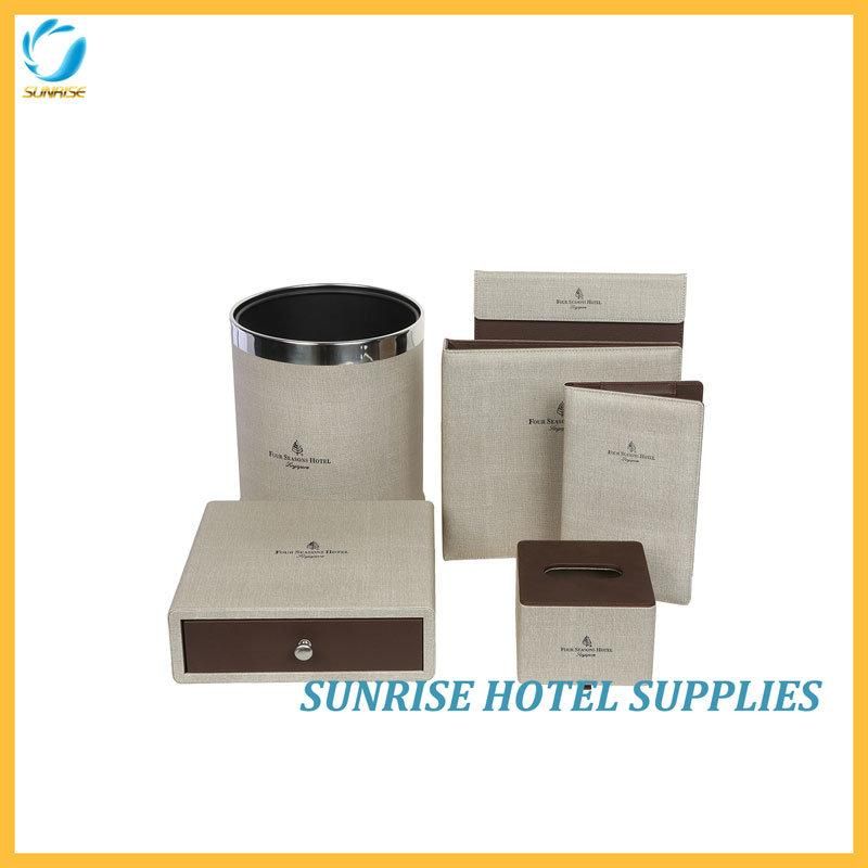 New Arrival 5 Star Hotel Leather Round Waste Bin