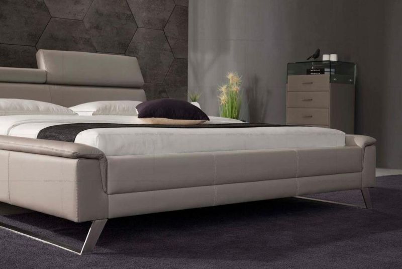 Modern Bedroom Functional Furniture Headrest King Size Wall Bed with Storage Box Bed