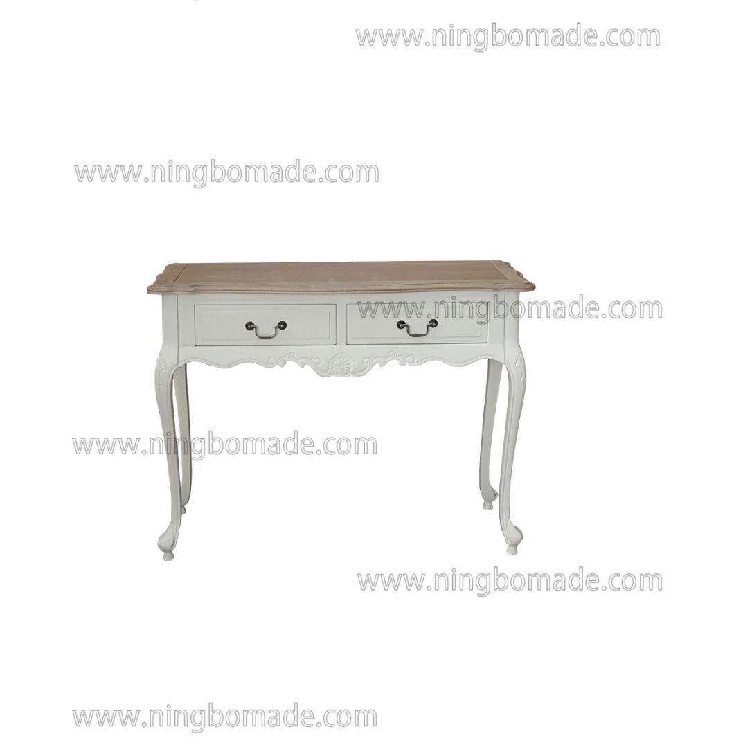 Nordic Louis Style Household Furniture Natural Top and Louis White Down Console Table