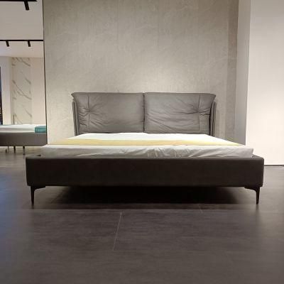 Luxury Modern Hotel Bedroom Furniture King Size Double Fabric Leather Bed Frame