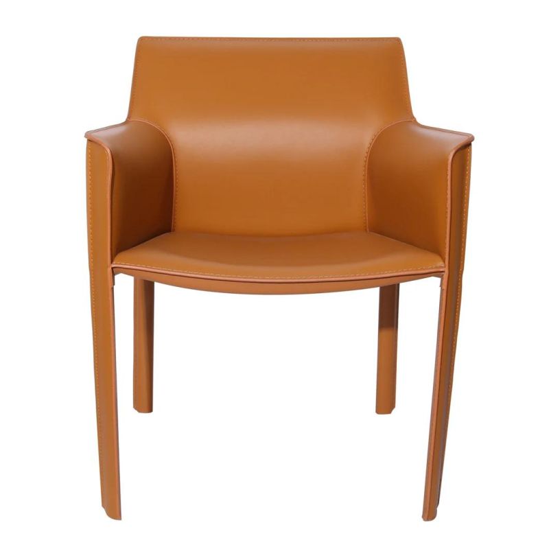 Modern Luxury Saddle Leather Upholstery Dining Seater