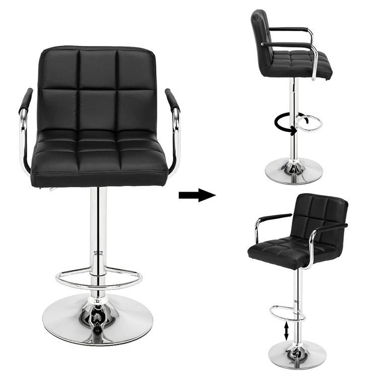 Modern Swivel PU Leather Adjustable Metal Coffee High Bar Chair