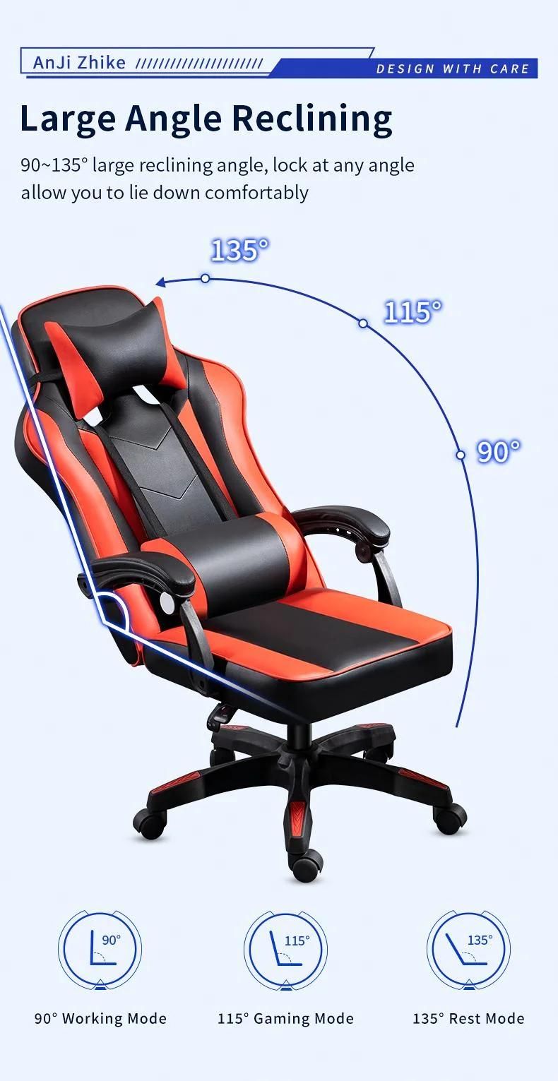 Factory Wholesale Leather Adjustable Reclining S LED Light Racer RGB Silla Gamer E-Sports Chair Gaming Chair with Footrest