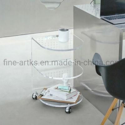 Custom Multi-Functional Handcart Acrylic Moveable Household Corner Table