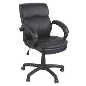 High Back Home Office Chair with Black Bonded Leather Upholstered and Padded Armrests