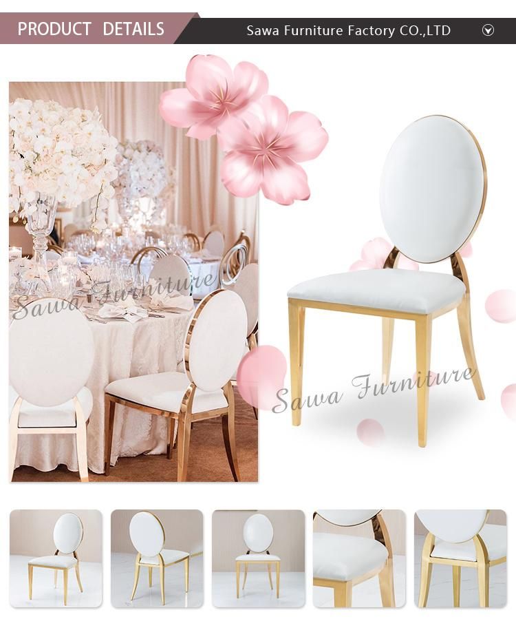 PU Leather Stainless Steel Gold Chair Use for Wedding Event