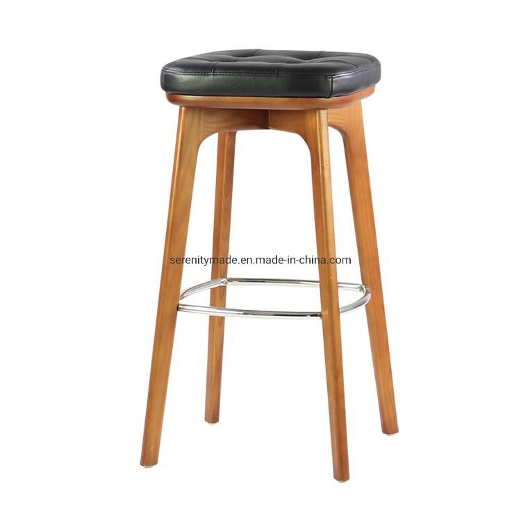 Restaurant Leather Brass Footrest Counter Height Stool