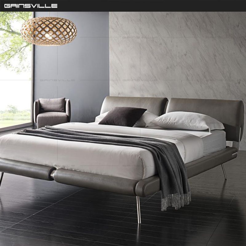 Italian Modern Leather King Size Bed for Bedroom Furniture