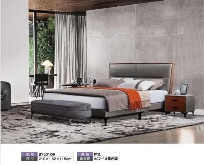 High Quality Luxury Upholstered Bedroom Furniture Double King Wall Leather Bed