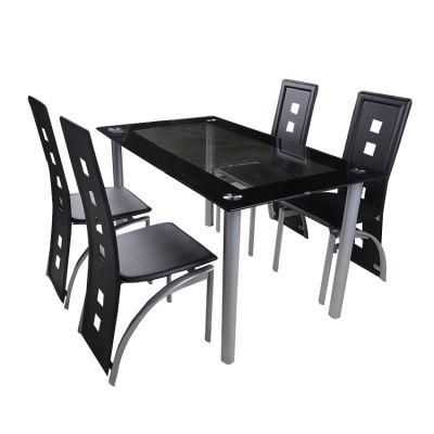 Dining Room Table Set Glass Kitchen Table and Leather Chairs Kitchen Furniture