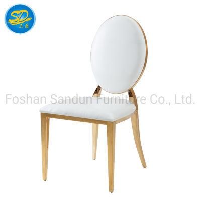 China Factory Wholesale White PU Leather Gold Frame Stainless Steel Furniture Dining Chair