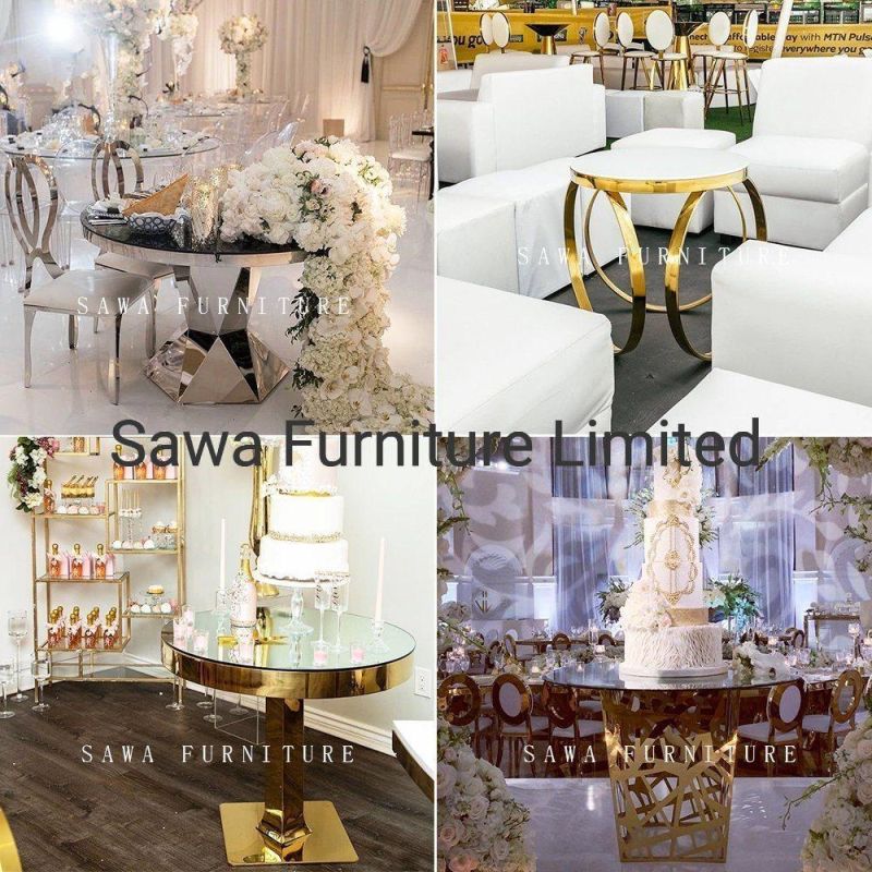 2020 Sawa Event Banquet Party Hotel Golden Stainless Steel Chair with Leather