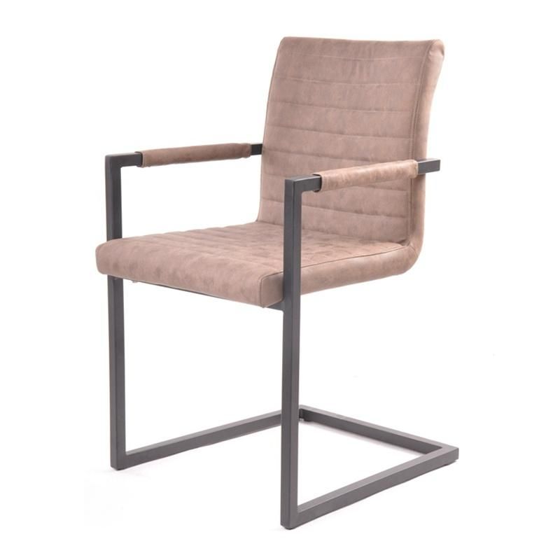 Dark Grey Nordic Faux Leather PU Cushion Design Modern Dining Chair with Metal Legs