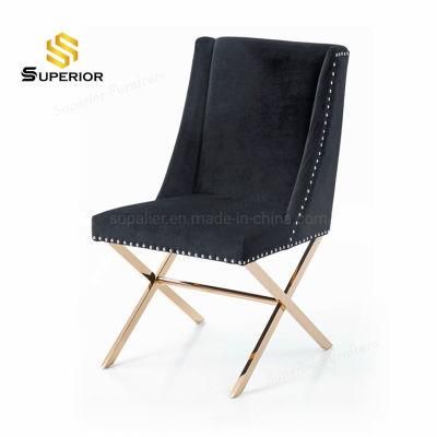 Classy Black Velvet and Gold Frame Dining Chairs Wholesale