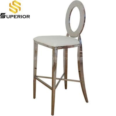 Outdoor Used Stainless Steel Bar High Stool Chairs in Silver