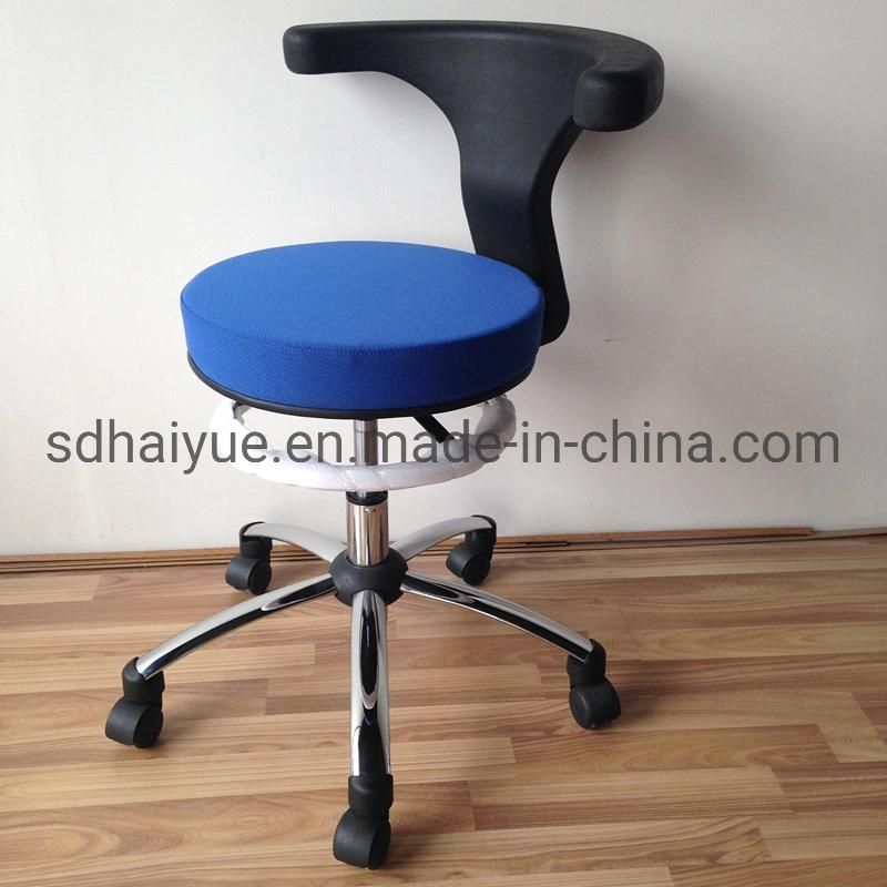 Classical Round Seat Medical Chair Dental Assistant Stool Backrest 360 Degree Rolling