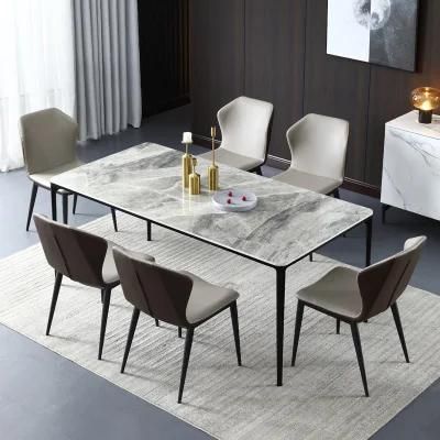 Modern Furniture Hardware Steel Frame Leisure Leather and fabric Dining Chairs