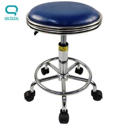 Plastic Five Star Feet Clean Room Blue 430X400mm ESD Lab Stool Chair