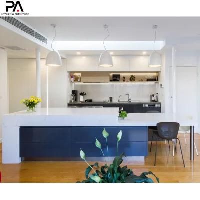 Italian Modular Modern Design Dark Blue and White Combination High Gloss Kitchen Cabinets