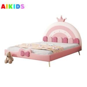 Hot Cake Child Princess Bed Lovely Nordic Light Luxury Leather Art Bed Pink Girl Bed