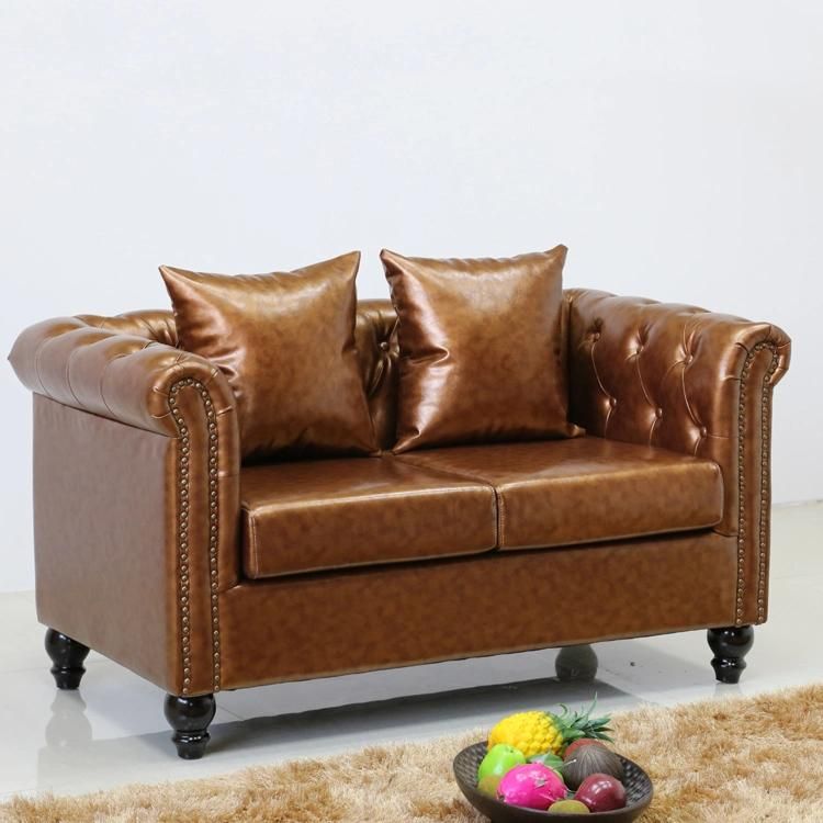 (SP-KS316) Modern Loveseat Tufted Leather Chesterfield Sofa