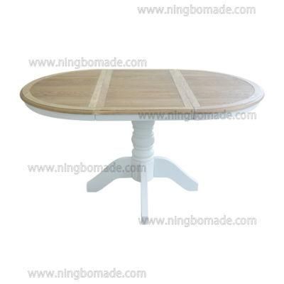 Hot America Oak Nature Wood Louis White Round Nordic Extension Dining Table