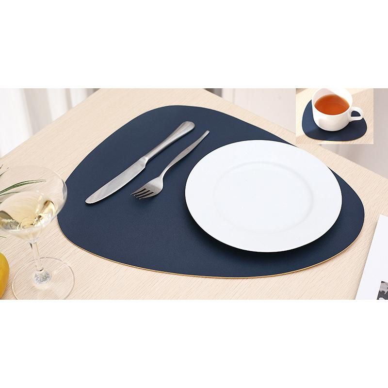 Leather Desk Placemat Pad PU Round Large Mouse Plate Eating Food Heat Resistant Trivet Coasters Place Custom Coaster Table Mat