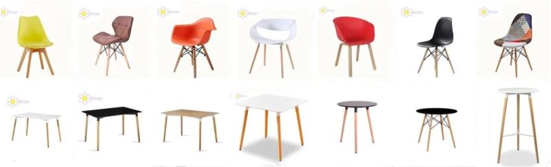 Free Sample Cheap Dining Room Furniture PU Leather Soft Cushion Plastic Chair Modern Design Wooden Legs Dining Chair