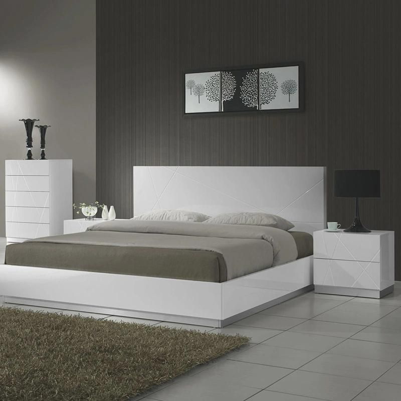 Modern Simple Design Home Furniture Set White High Gloss Bedroom Furniture