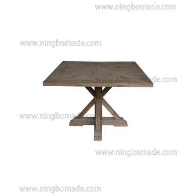 French Classic Provincial Vintage Furniture Nature Reclaimed Elm Wood Square Dining Table