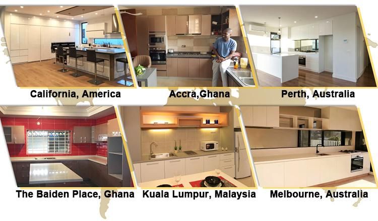 Australian Modular Kitchen Black and White Melamine Kitchen Cabinets