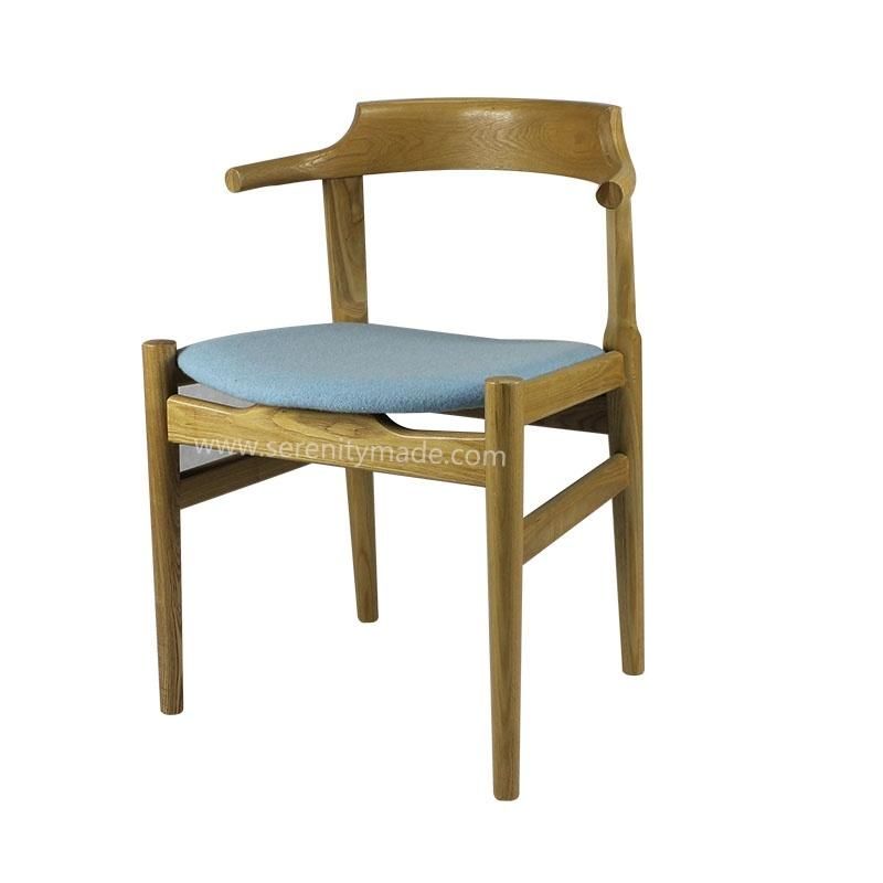 Modern Party Solid Ash Wood Dining Chair with Leather Cushion