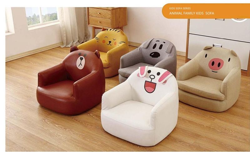 Kids Modern Leather Sofa, Living Room Baby Cartoon Sofa, Children Furniture Sofa, Day Care Center Sofa, Preschool Sofa, Nursery Sofa, Children Care Center Sofa