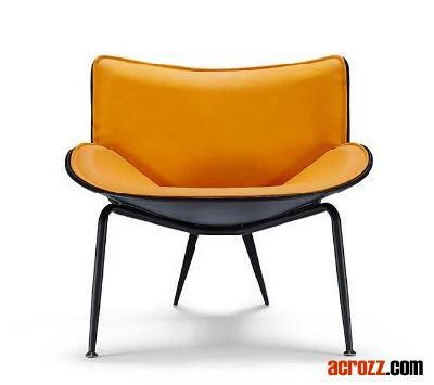 Nordic-Style Italian Furniture Orange Leather Armchair Armrest Easy Chair Living Sofa Do Maru Chair