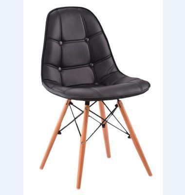 Factory Outlet Arm Modern Upholstered PU Faux Gray Seat Leather Dining Chair for Dining Room
