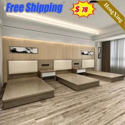 Large Bedroom Suite Hotel Headboard Bed Base TV Stand Hotel Furniture Bedroom Triple Bed