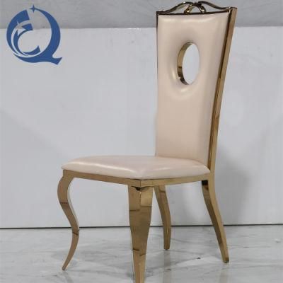 Hot Wholesale Stainless Steel PU Leather Dining Chair with Gold Legs