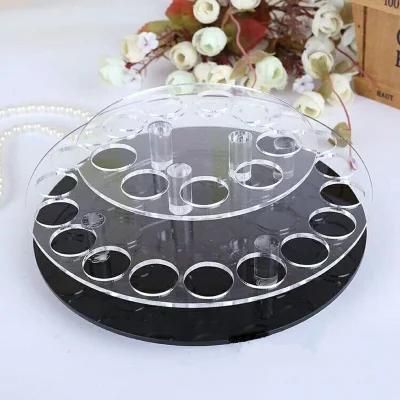 Transparent Round Shape Acrylic Lipstick Holder Cosmetic Brush Jewelry Display Stand