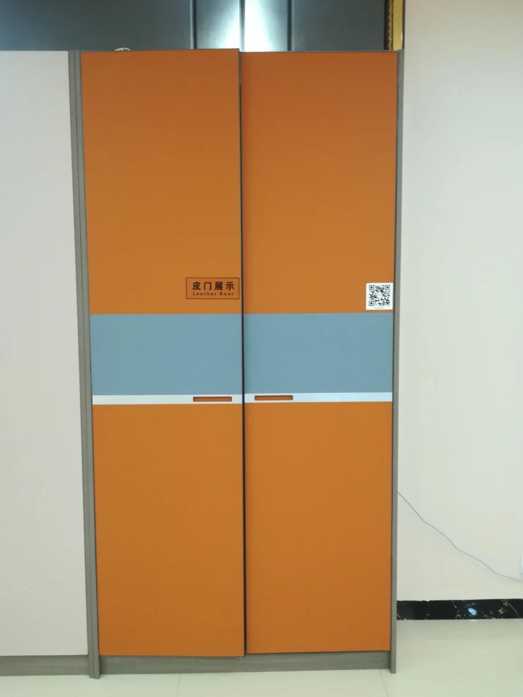 High Quality Microfiber Leather Closet Door in Orange Color