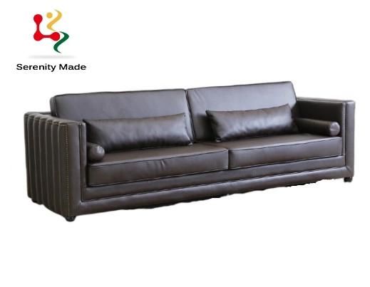 New Style Hotel Room Lounge Area Couch Luxury Leather Upholstery Two Seater Sofa