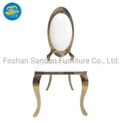 Excellent Polish Gold Frame White PU Leather Stainless Steel Event Wedding Dining Chair