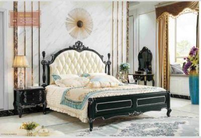European Style Bedroom Furniture Wooden Leather Double Bed