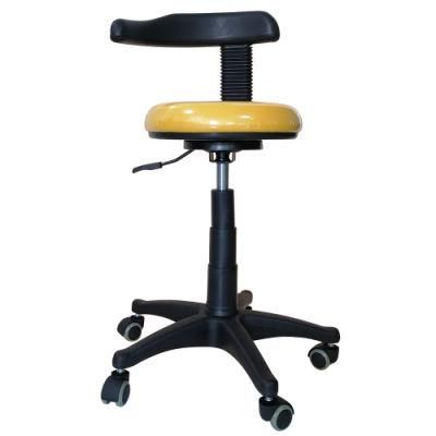 Professional Yellow Dental Assistant Stool 360 Degree Rolling Swivel Plastic Chair with Back Rest Ergonomic PU Leather for Sell