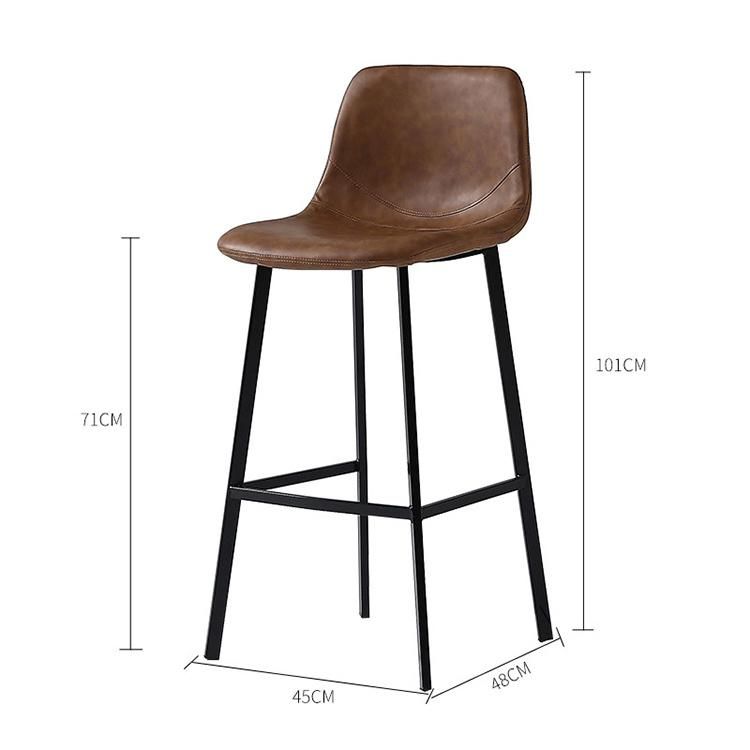 Kitchen Traditional Industrial Black Metal Leg Upholstered PU Leather Counter Height Stools Bar Chair Barstool