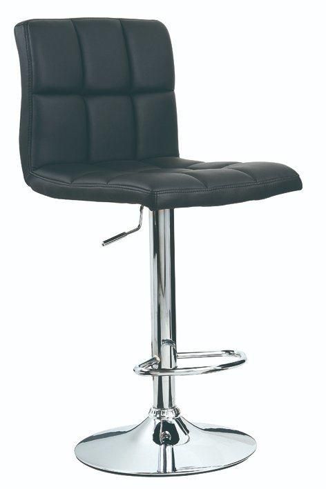 Square PU Seat Chrome Base Footrest Bar Stool