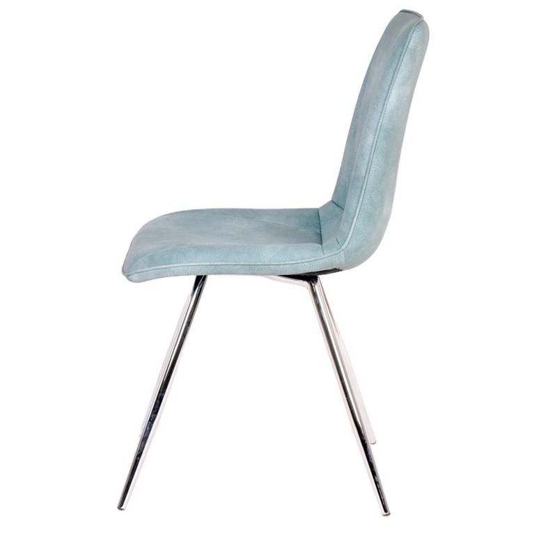 Industrial Contemporary PU Seat Dining Chair with Chrome Legs for Home Use