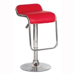 PU Height Adjustable Swivel Chromed Base Bar Chair with Footrest